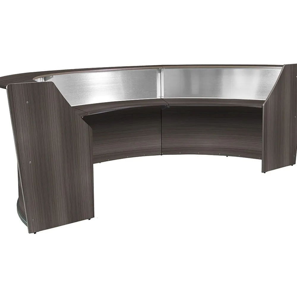 Office Desks*Regency Marque 144"W Curved Reception Desk Workstation, (77313GY) Driftwood Gray