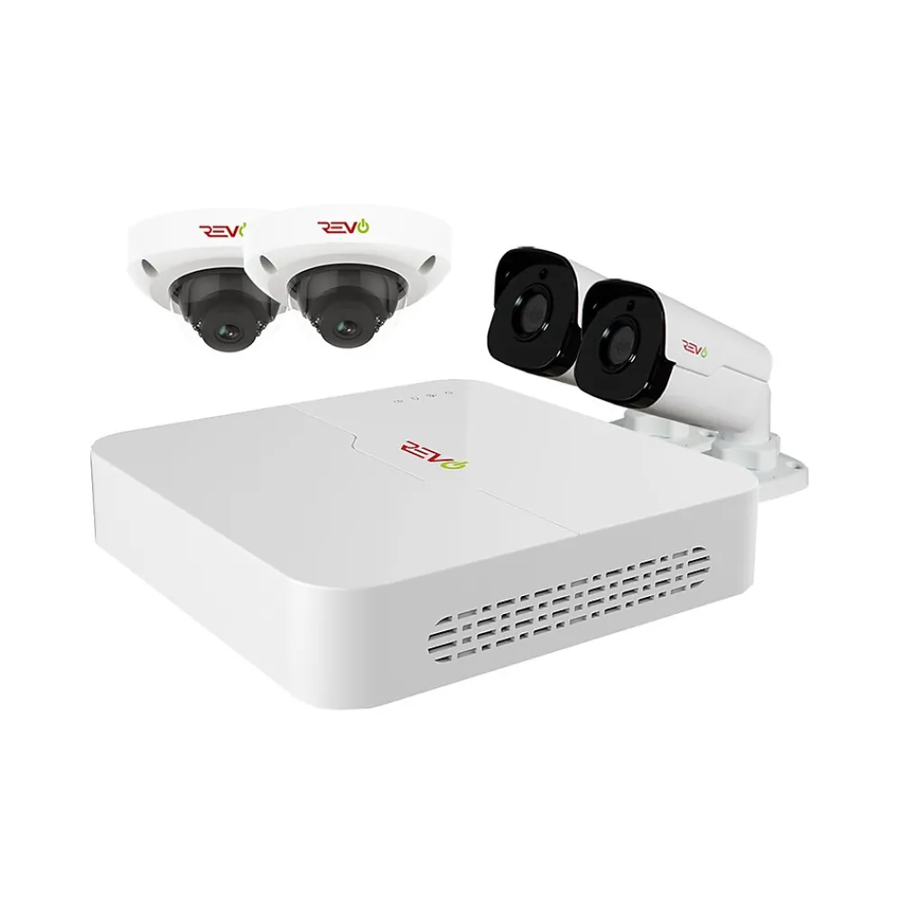 REVO America Ultra HD Audio Capable 4 Channel 1 TB NVR Surveillance System with 4 Cameras (RU82D2GB2GA-2T)