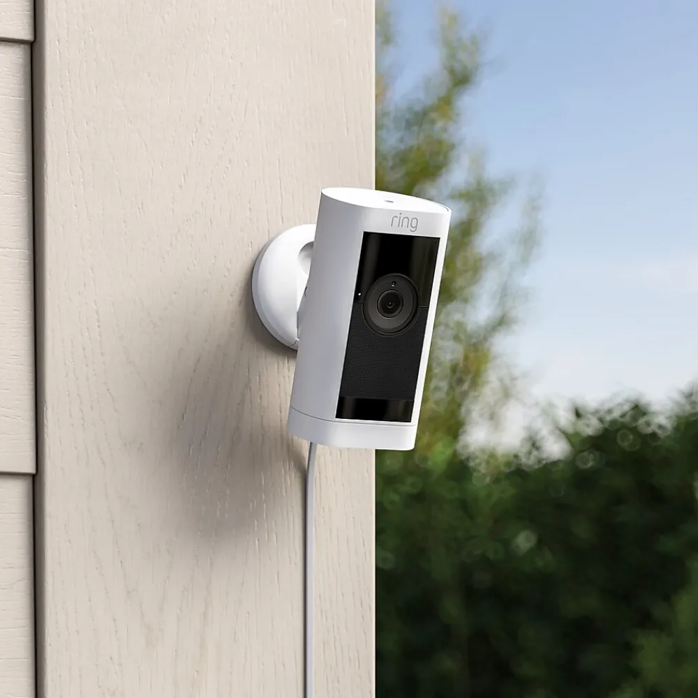 Ring Stick Up Cam Pro Plug In Indoor/Outdoor HDR Security Camera, White (B09CKN2D4S)