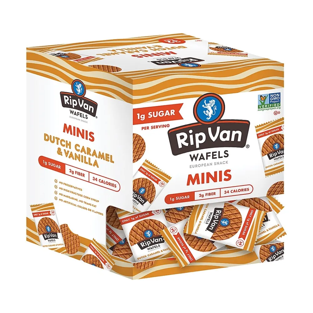 Rip Van Minis Dutch Caramel & Vanilla Wafels, 0.28 oz., 32 Packs/Box (8916)