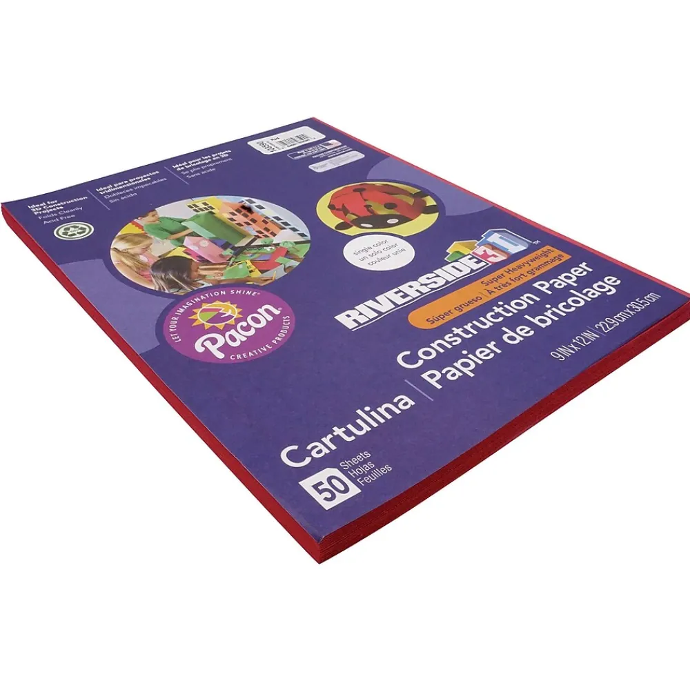 Construction Paper*Riverside 3D 9" x 12" Construction Paper, Red, 50 Sheets (P103590)