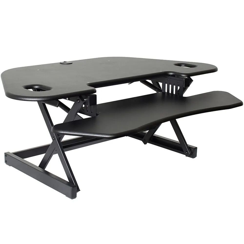 Standing Desks*Rocelco 46"W Manual Adjustable Corner Standing Desk Converter, Black (R CADRB-46)
