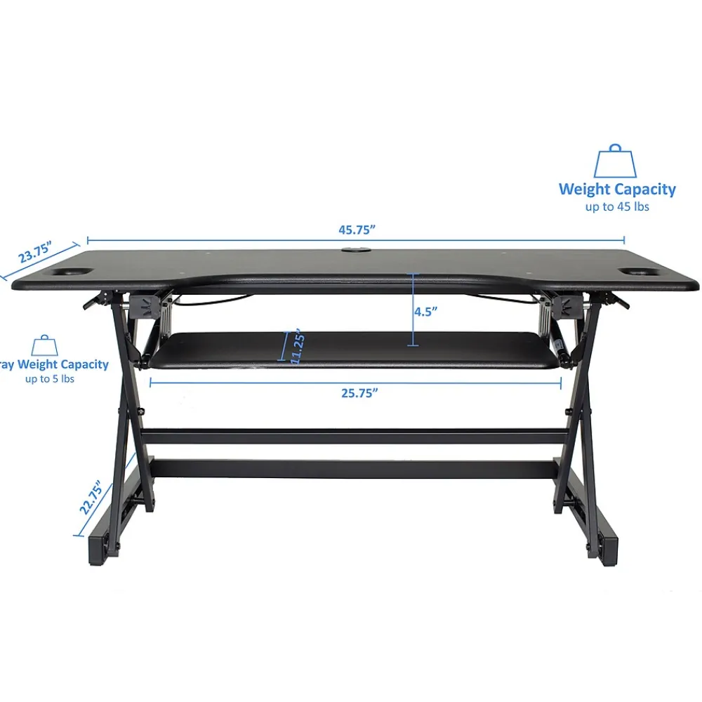 Standing Desks*Rocelco 46"W Manual Adjustable Standing Desk Converter, Black (R DADRB-46)