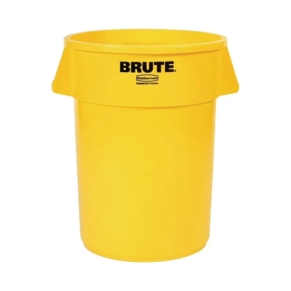 Brute Plastic Trash Can without Lid, 20 Gallons, Yellow (FG262000YEL)<Rubbermaid New