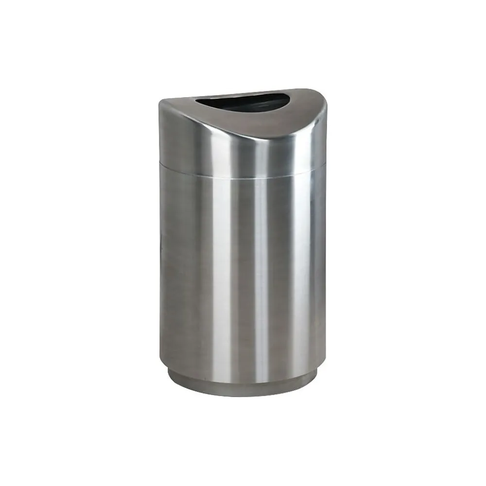 Designer Line Eclipse Waste Receptacle, 30 Gallon, Steel, Silver Metallic, 25 1/2"H x 20" D<Rubbermaid New