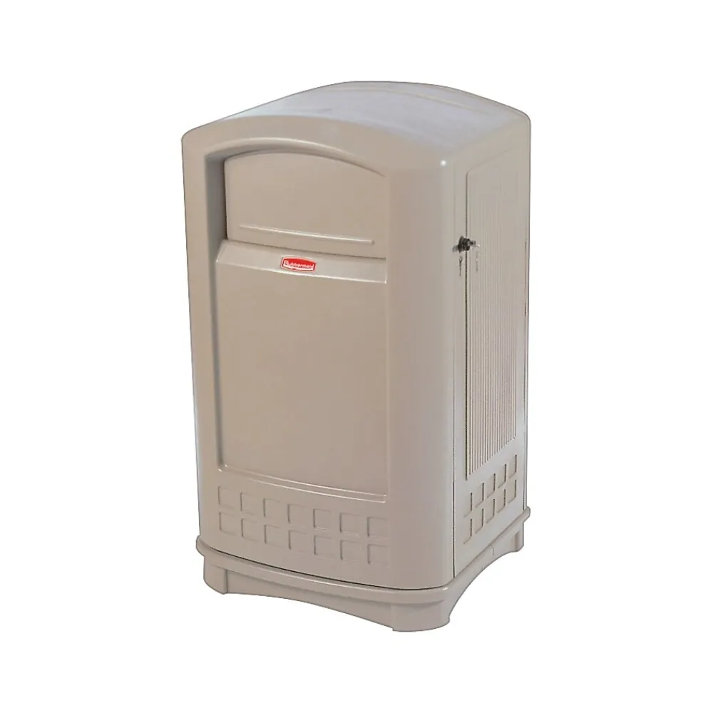 Plaza® Indoor/Outdoor Waste Container, Rectangular, Plastic, 50 Gallon, Beige (FG396400BEIG)<Rubbermaid Sale