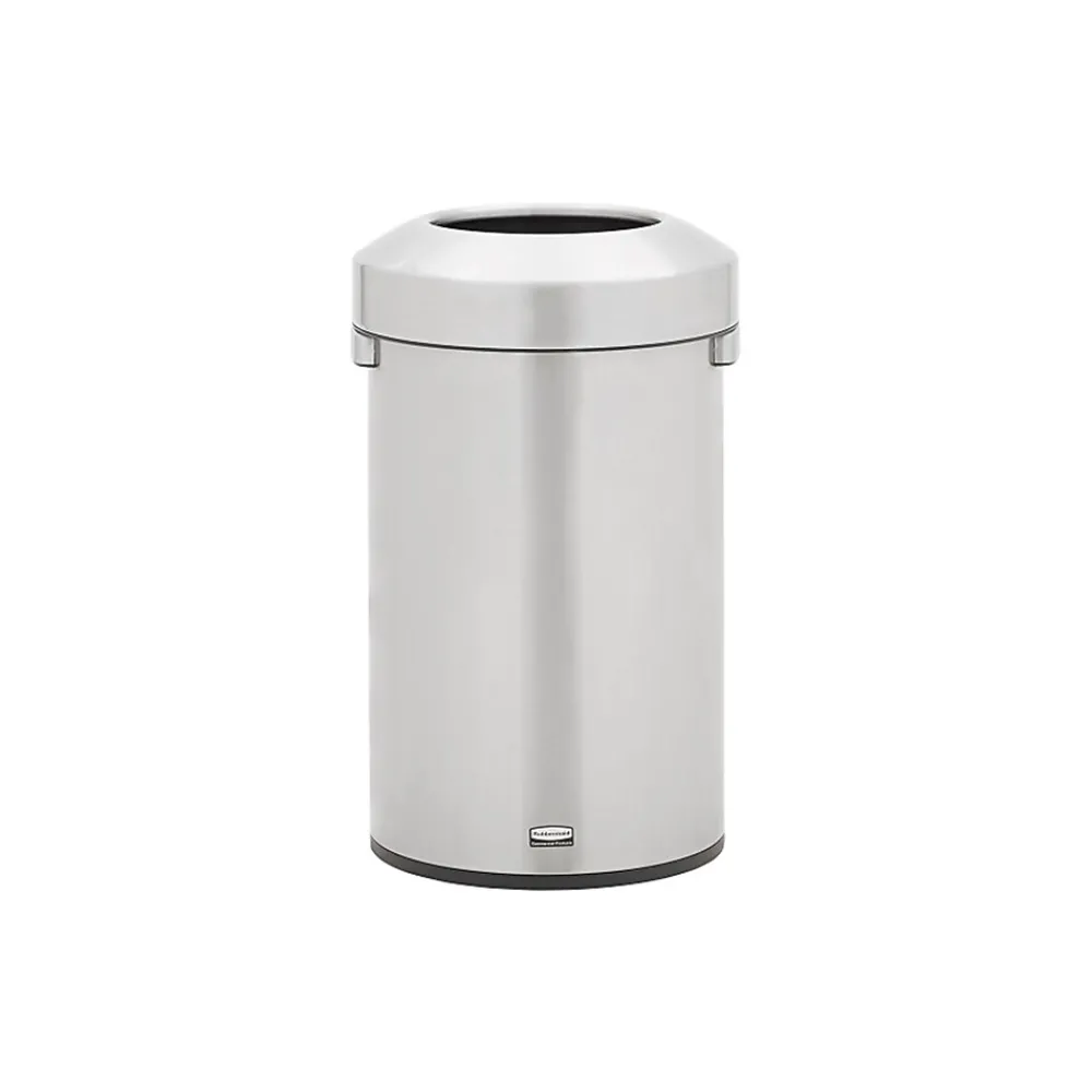 Refine Stainless Steel Trash Can with Open Lid, 16 Gallons, Silver (2147583)<Rubbermaid Clearance