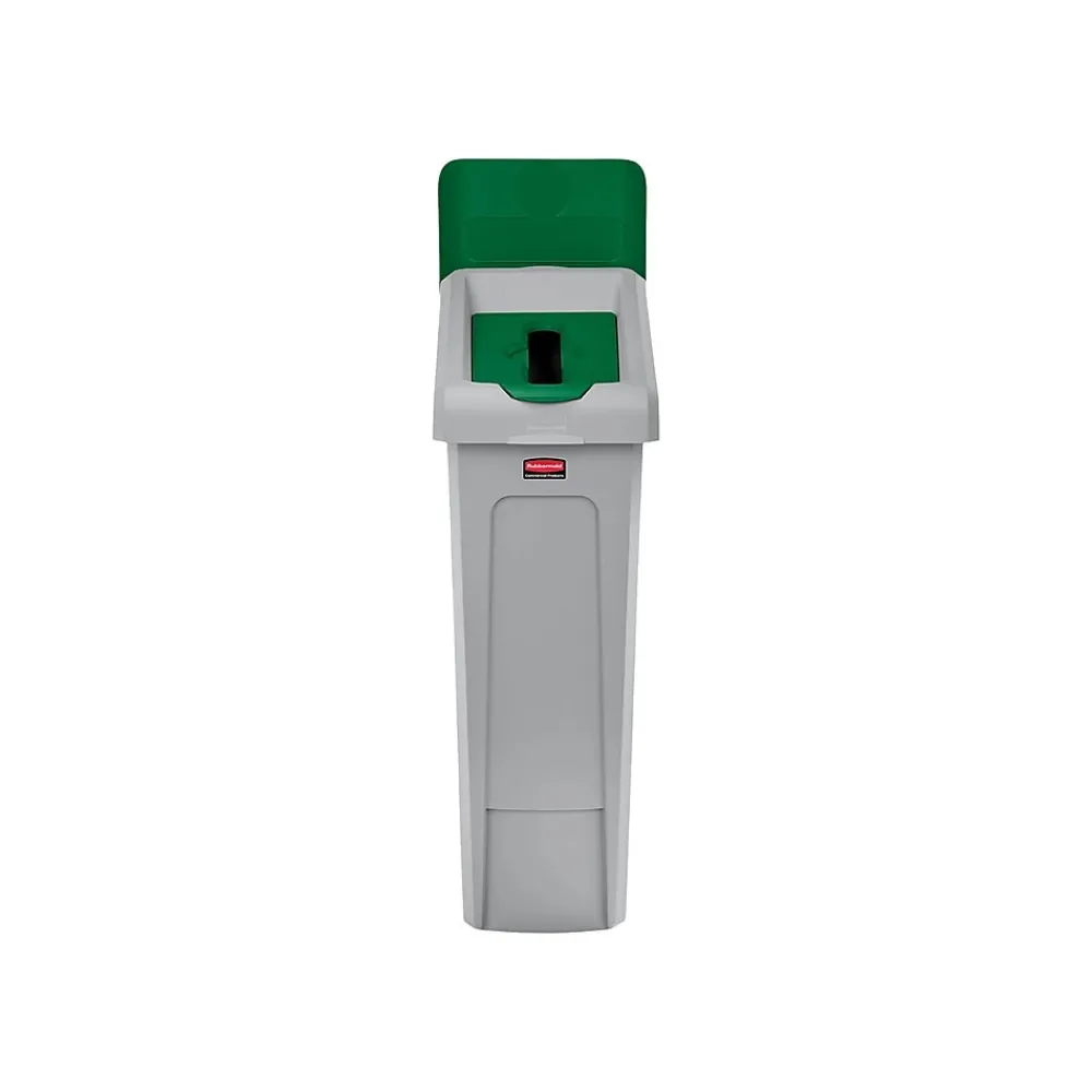 Slim Jim Single-Stream Recycling Station, 23 Gallon, Gray/Green (2185054)<Rubbermaid Sale