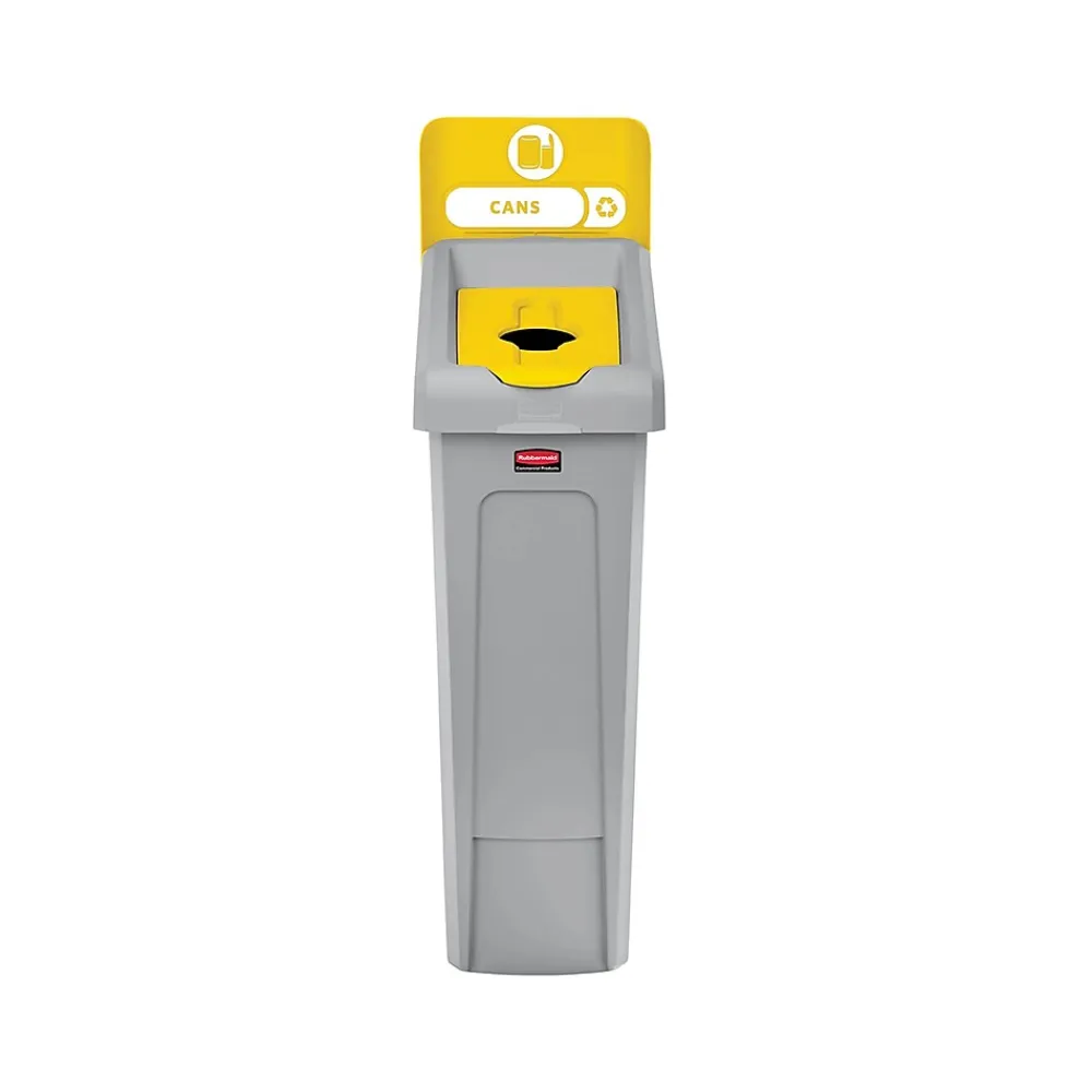 Slim Jim Single-Stream Recycling Station, 23 Gallon, Gray/Yellow (2185052)<Rubbermaid