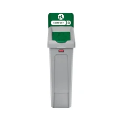 Slim Jim Single-Stream Recycling Station, 23 Gallon, Gray/Green (2185051)<Rubbermaid Clearance