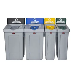 Slim Jim Single-Stream Recycling Station, 23 Gallon, Gray/Green (2185051)<Rubbermaid Clearance