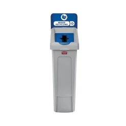 Slim Jim Single-Stream Recycling Station, 23 Gallon, Gray/Blue (2185055)<Rubbermaid Online