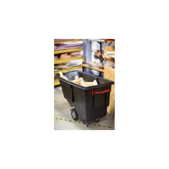 Rubbermaid Tilt Trucks, 102 Gallons, 850 lbs Capacity, Black (RCP1314BLA)