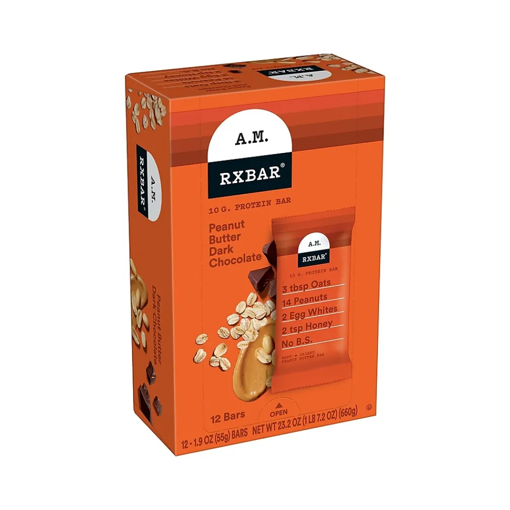 RX Bar A.M. Gluten-Free Peanut Butter Dark Chocolate Protein Bar, 1.9 oz., 12 Bars/Box (1-93908-00718)