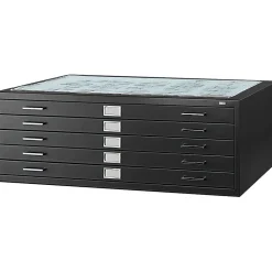 File Cabinets*Safco 5-Drawer Steel Flat File Cabinet, 30" x 42" Documents, Black (4998BLR)