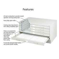 File Cabinets*Safco ® Facil Steel Small Flat File, Light Gray
