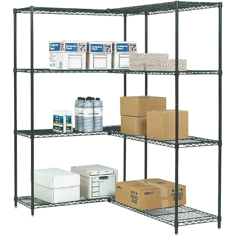 Shelving*Safco Industrial Add-On Unit 4-Shelf Wire, 48.03", Black (5292BL)