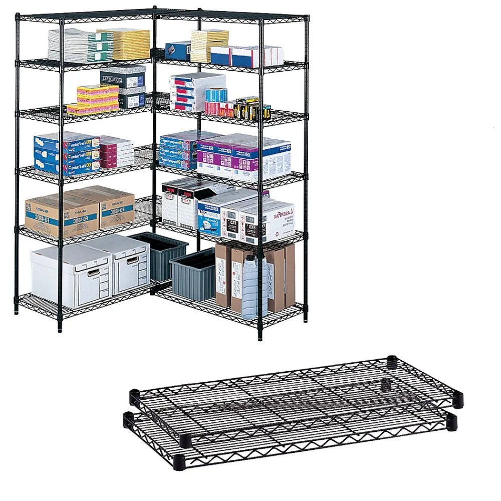 Shelving*Safco Industrial 2-Shelf Metal Extra Shelf, 48.03", Black (5296BL)