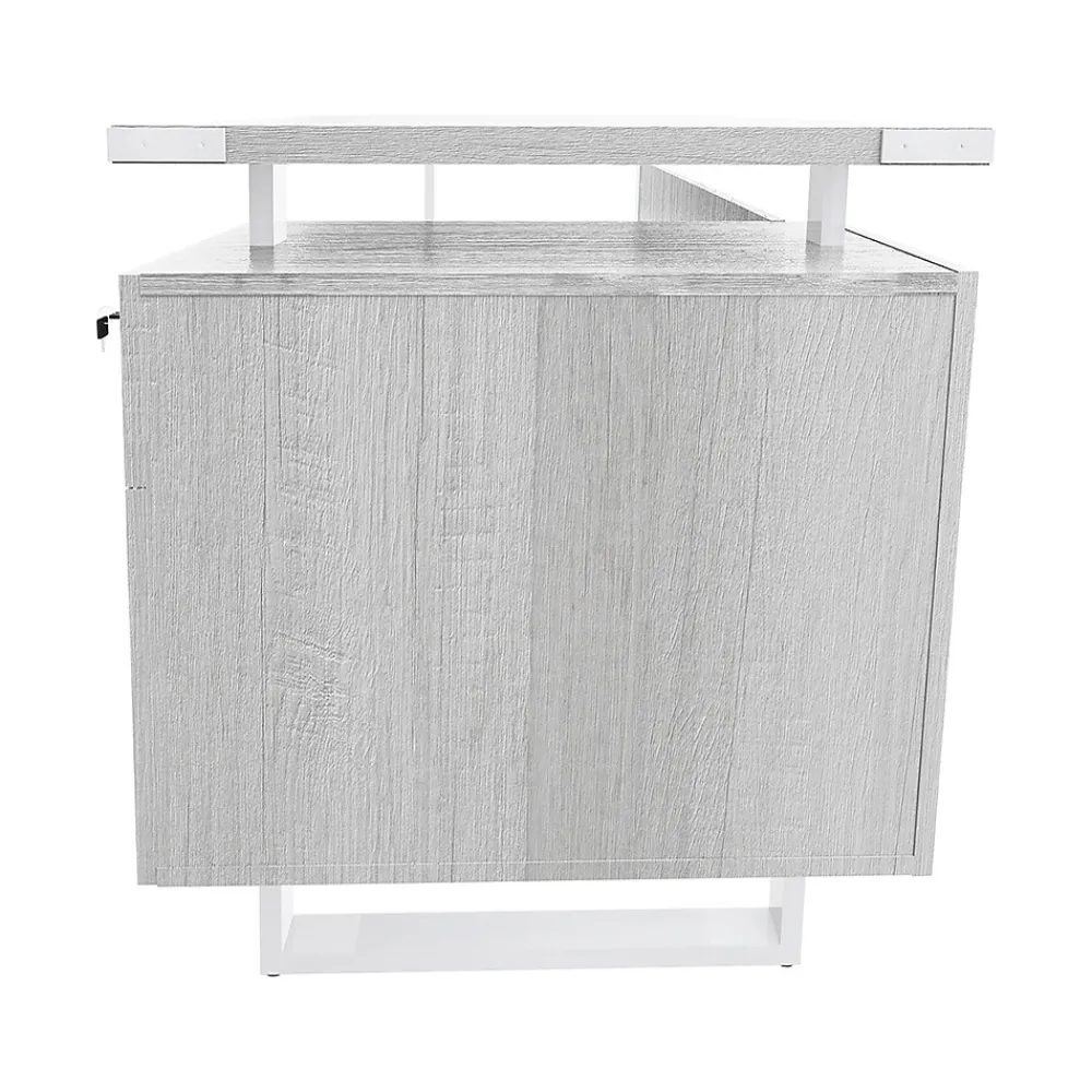 Office Desks*Safco Mirella SOHO 62"W Desk with Built-In Pedestal, White Ash (5513WAH)