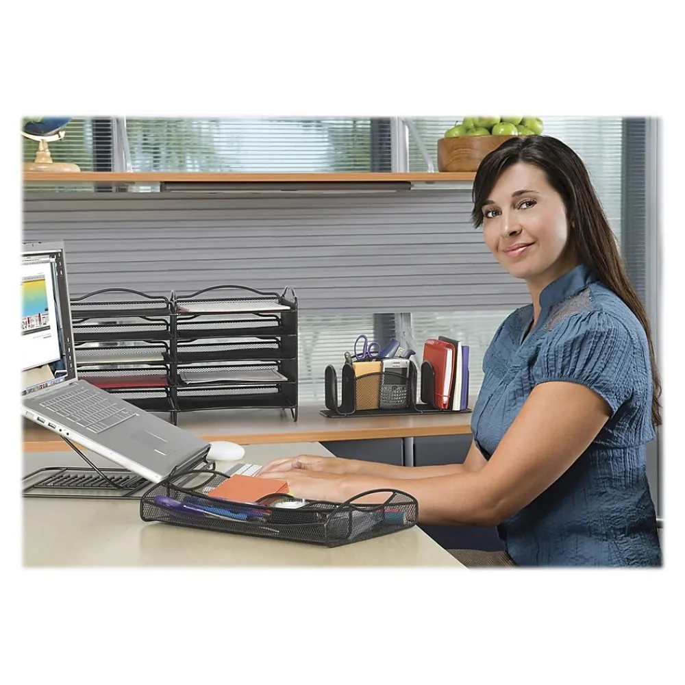 Onyx 12.25"W x 12.25"D Steel Mesh Laptop Stand, Black (2161BL)<Safco Discount