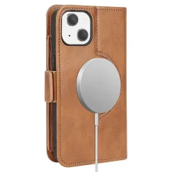 SaharaCase Folio Wallet MagSafe Phone Case for iPhone 15, Shock Absorbing, Brown (CP00446)