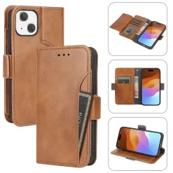 SaharaCase Folio Wallet MagSafe Phone Case for iPhone 15, Shock Absorbing, Brown (CP00446)