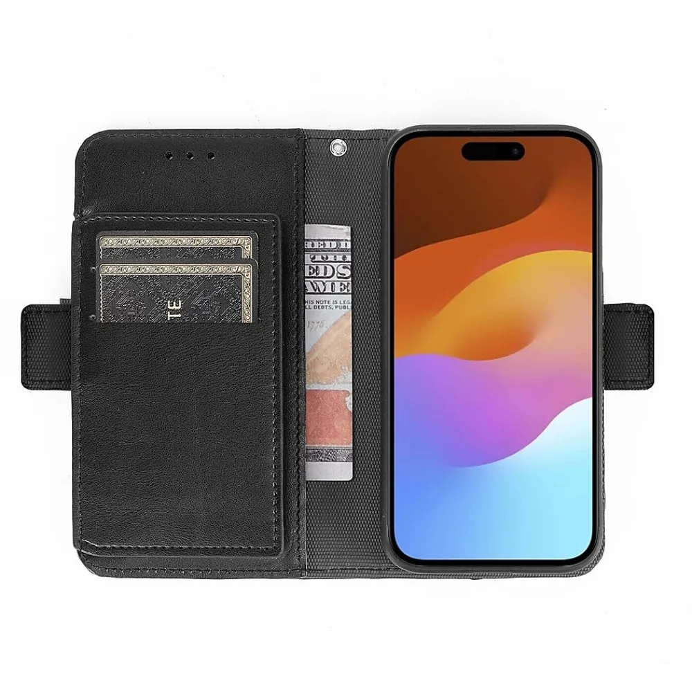 SaharaCase Folio Wallet MagSafe Phone Case for iPhone 15, Shock Absorbing, Black (CP00445)