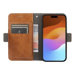 SaharaCase Folio Wallet MagSafe Phone Case for iPhone 15 Pro, Shock Absorbing, Brown (CP00468)