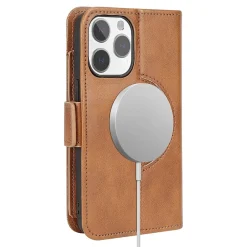 SaharaCase Folio Wallet MagSafe Phone Case for iPhone 15 Pro Max, Shock Absorbing, Brown (CP00481)