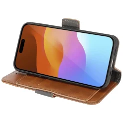 SaharaCase Folio Wallet MagSafe Phone Case for iPhone 15 Pro Max, Shock Absorbing, Brown (CP00481)