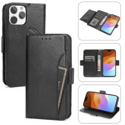 SaharaCase Folio Wallet MagSafe Phone Case for iPhone 15 Pro Max, Shock Absorbing, Black (CP00480)