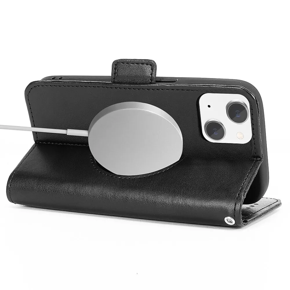SaharaCase Folio Wallet MagSafe Phone Case for iPhone 15 Plus, Shock Absorbing, Black (CP00454)