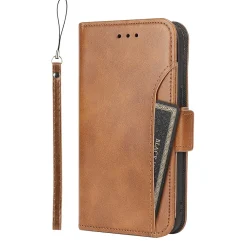 SaharaCase Genuine Leather Wallet Case, Tempered Glass Screen, Camera Protector for iPhone 15 Pro Max, Brown (CP481ZD128ZD131)