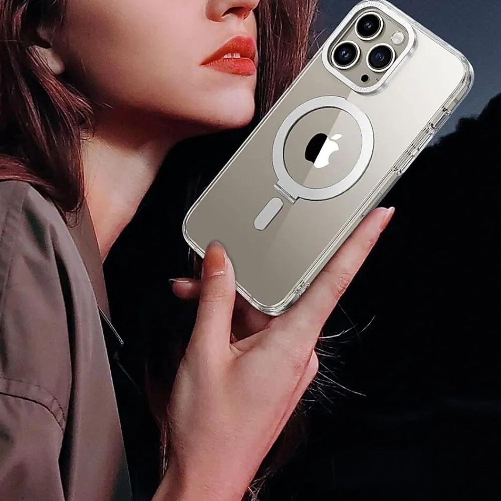 SaharaCase Hybrid-Flex Kickstand MagSafe Phone Case for iPhone 15 Pro Max, Shock Absorbing, Clear (CP00473)