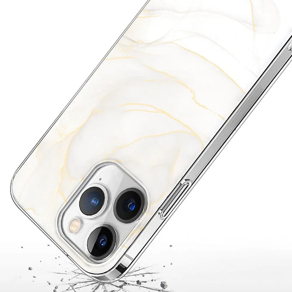 SaharaCase MagSafe Phone Case for iPhone 15 Pro Max, Shock Absorbing, White Marble (CP00476)