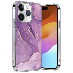 SaharaCase MagSafe Phone Case for iPhone 15 Pro Max, Shock Absorbing, Purple Marble (CP00474)
