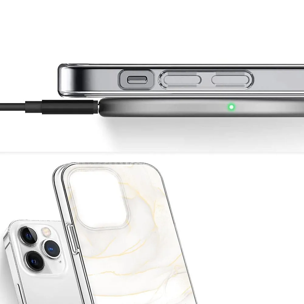 SaharaCase MagSafe Phone Case for iPhone 15 Pro, Shock Absorbing, White Marble (CP00463)