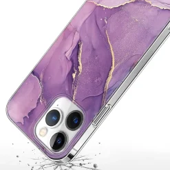 SaharaCase Purple Marble Case, Tempered Glass Screen and Camera Protector for iPhone 15 Pro Max (CP474ZD128ZD131)