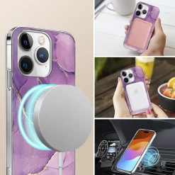 SaharaCase Purple Marble Case, Tempered Glass Screen and Camera Protector for iPhone 15 Pro Max (CP474ZD128ZD131)