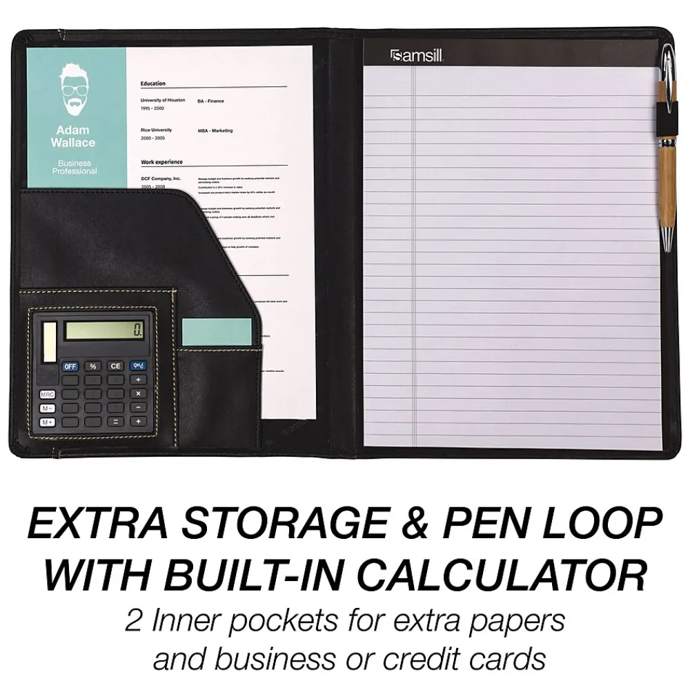 Slimline Vinyl Padfolio, Black (71220)<Samsill Hot