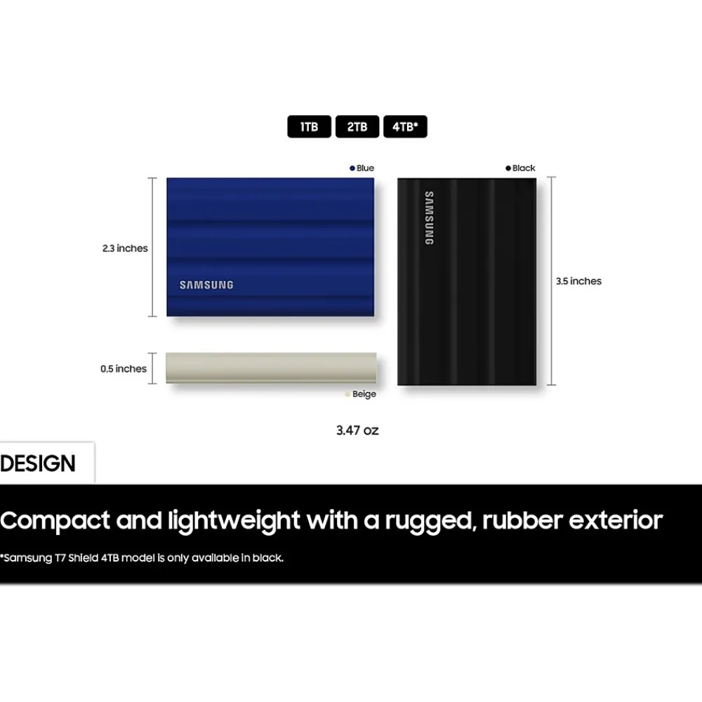 Outlet Samsung T7 Shield 2TB USB 3.2 External Solid-State Drive (MU-PE2T0S/AM)