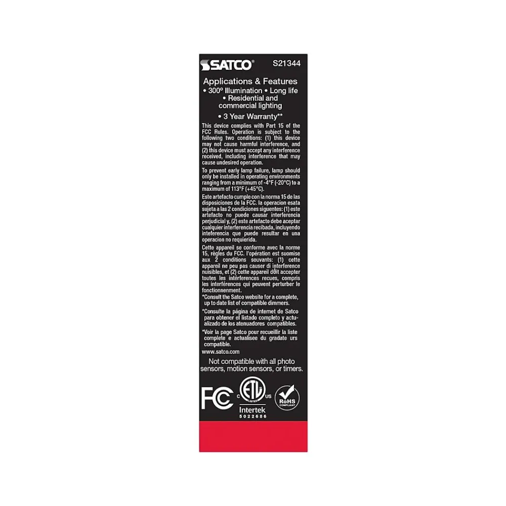 Satco Lighting 5.5-Watt Warm White LED Decorative Bulb, 6/Carton (S21344)