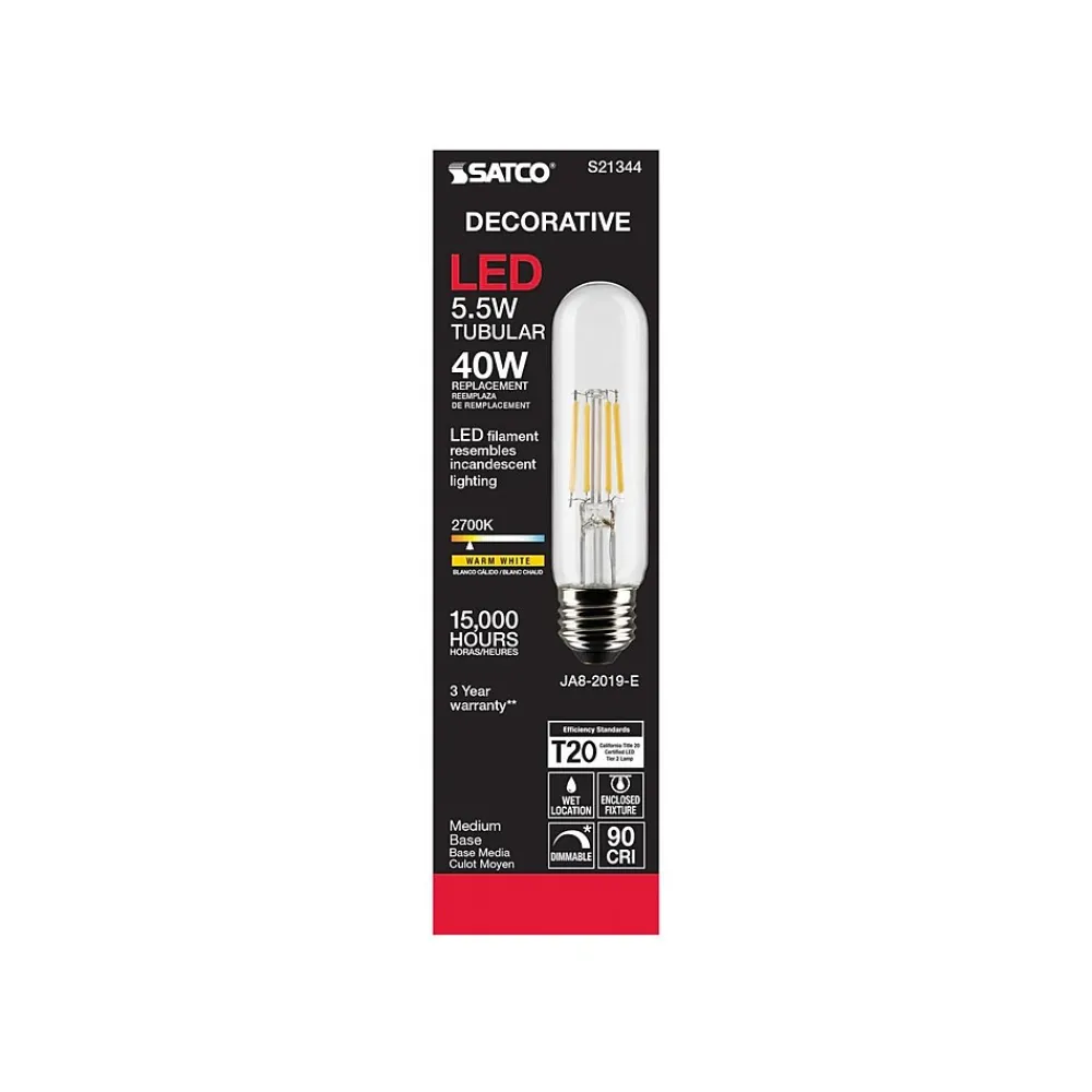 Satco Lighting 5.5-Watt Warm White LED Decorative Bulb, 6/Carton (S21344)
