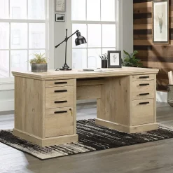 Office Desks*Sauder Aspen Post 65"W Executive Computer Desk, (426487) Prime Oak