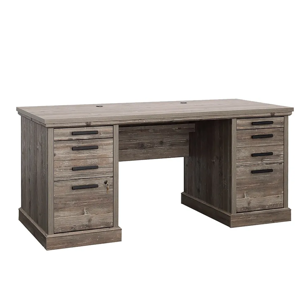 Computer Desks*Sauder Aspen Post 65"W Executive Computer Desk, (433677) Pebble Pine