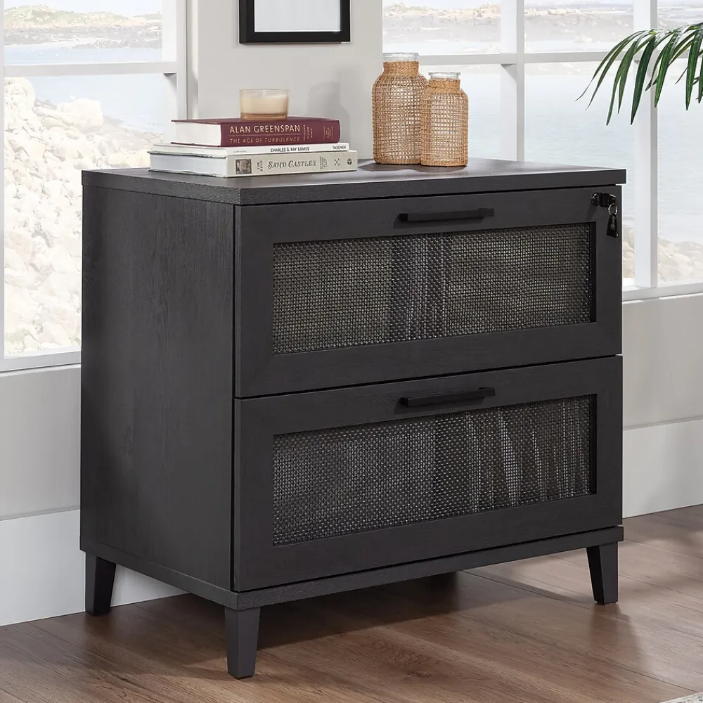 File Cabinets*Sauder Tiffin Line Commercial 2-Drawer Lateral File Cabinet, Letter/Legal Size, Lockable, 31"W x 20"D, Raven Oak (433269)