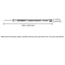 Pens|Schmidt Ink Schmidt 8126 Rollerball Short Capless Refill, Fine, Blue, 2 Pack (SC58120)