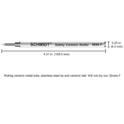Pens|Schmidt Ink Schmidt 888 Safety Ceramic Rollerball Metal Tube Refill, Fits Universal Pens, Fine, Blue, 2 Pack (SC58101)