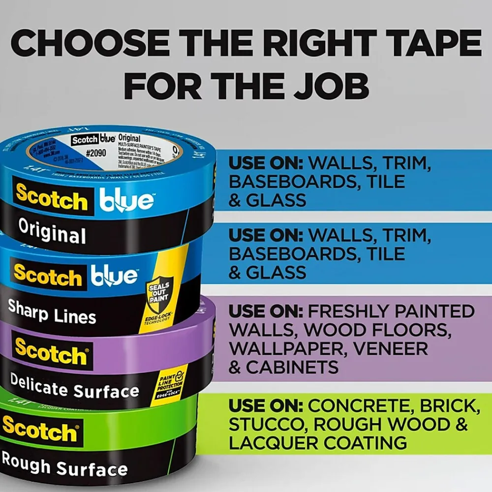 Discount Scotch Blue Painter's Masking Tape, Blue, 3" Core, 1" x 60yds. (2090)