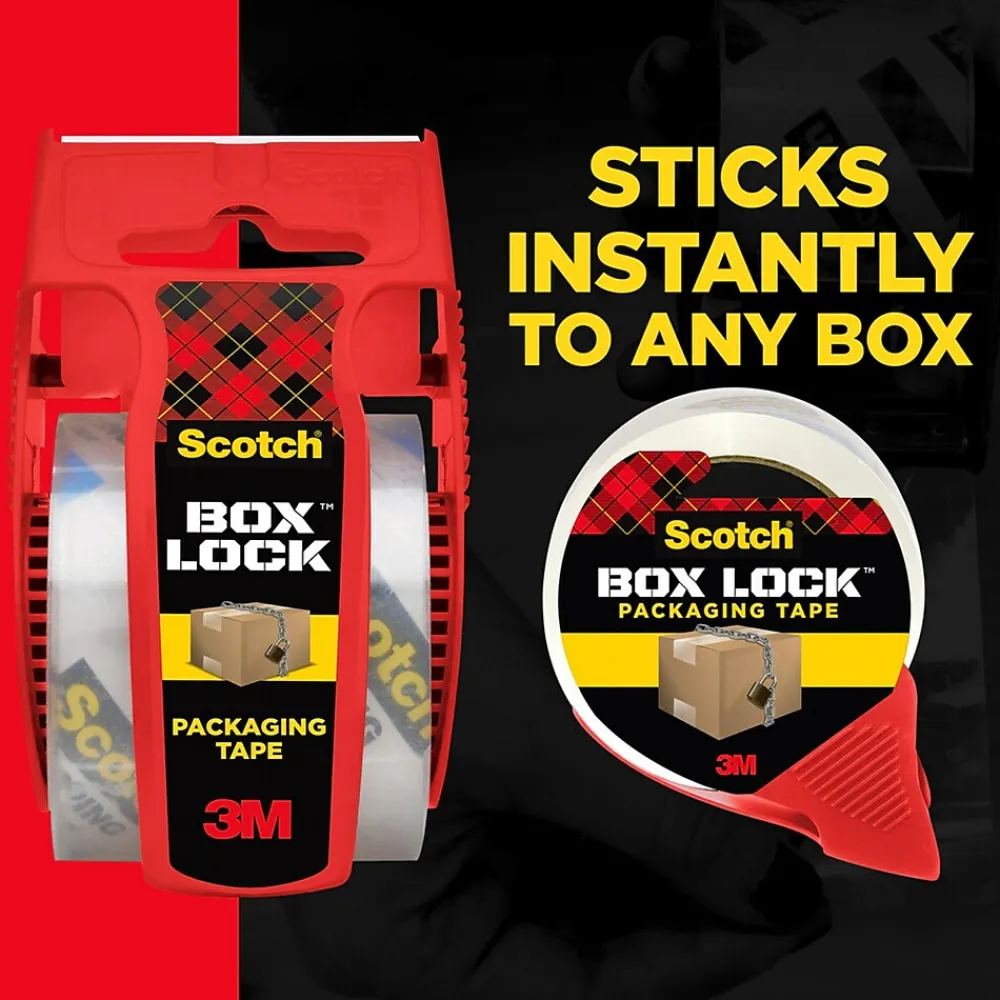 Outlet Scotch Box Lock Shipping Packing Tape, 1.88 in x 54.6 yds., Clear, 3/Pack (3950-3)